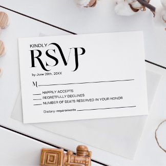 Eenvoudige Elegante Bruiloft RSVP Kaartje
