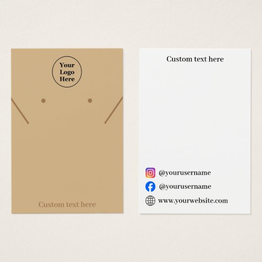 Eenvoudige elegante bruine kettingen oorbel Displa Visitekaartje (Voorkant /achterkant)