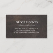 Eenvoudige elegante bruine lederen blik, professio visitekaartje (Achterkant)