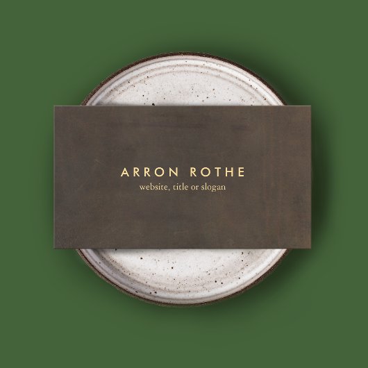 Eenvoudige elegante bruine lederen professional visitekaartje