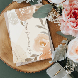 EENVOUDIGE ELEGANTE BRUINE WATERVERF BLOEMEN VALEN KAART