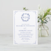 Eenvoudige Elegante Calligrafie Bloemenkrans Bruil Kaart (Staand voorkant)