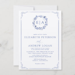 Eenvoudige Elegante Calligrafie Bloemenkrans Bruil Kaart