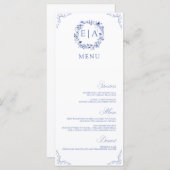Eenvoudige Elegante Calligrafie Bloemenkrans Menu (Voorkant / Achterkant)