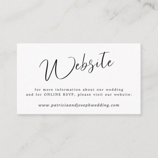 Eenvoudige elegante calligrafie bruiloft informatiekaartje (Voorkant)