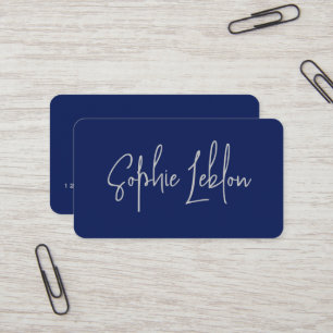 Eenvoudige Elegante Calligrafie diep-blauw Visitekaartje