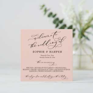 Eenvoudige Elegante Calligrafie Typografie Roze Ro Programmakaart