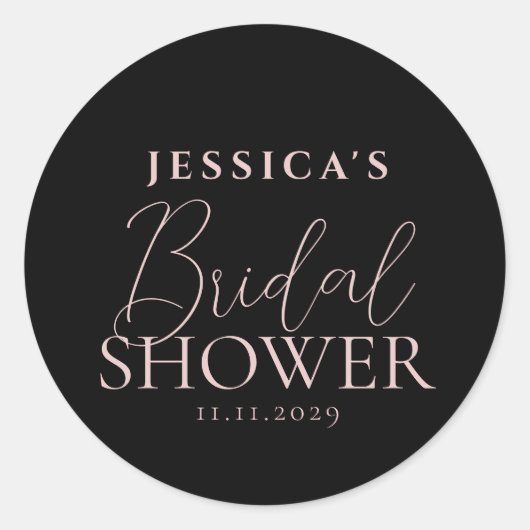 Eenvoudige Elegante Calligraphy Bruidsfeest Ronde Sticker (Voorkant)