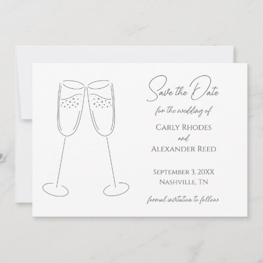 Eenvoudige elegante champagne Bewaar de datum uitn Save The Date (Voorkant)