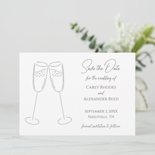 Eenvoudige elegante champagne Bewaar de datum uitn Save The Date (Staand voorkant)