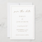 Eenvoudige Elegante Champagne Gold Script Line Bor Save The Date (Voorkant)