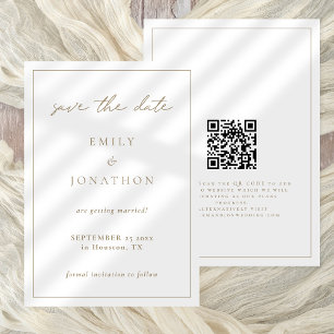 Eenvoudige Elegante Champagne Gold Script Line Bor Save The Date
