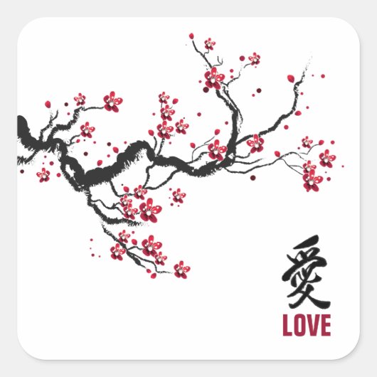 Eenvoudige & Elegante Cherry Blossom Love Sticker (Voorkant)