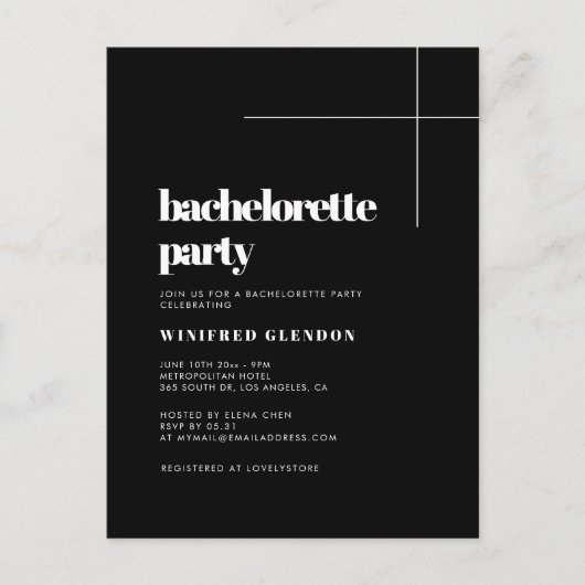 Eenvoudige elegante chic Bachelorette-uitnodiging Briefkaart (Voorkant)