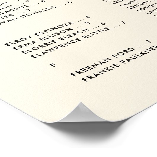 Eenvoudige elegante & chique alfabetische zitgrafi poster (Hoek)