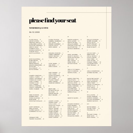 Eenvoudige elegante & chique alfabetische zitgrafi poster (Voorkant)