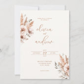Eenvoudige elegante chique Boheemse bloemenbruilof Kaart (Voorkant)