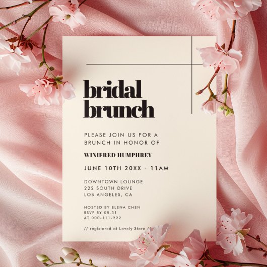 Eenvoudige elegante & chique bruids brunch kaart