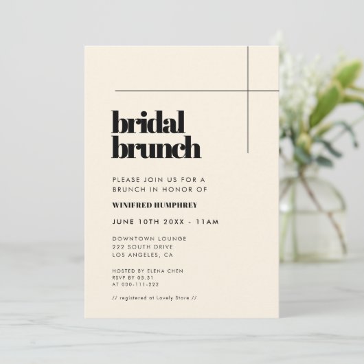 Eenvoudige elegante & chique bruids brunch kaart (Staand voorkant)