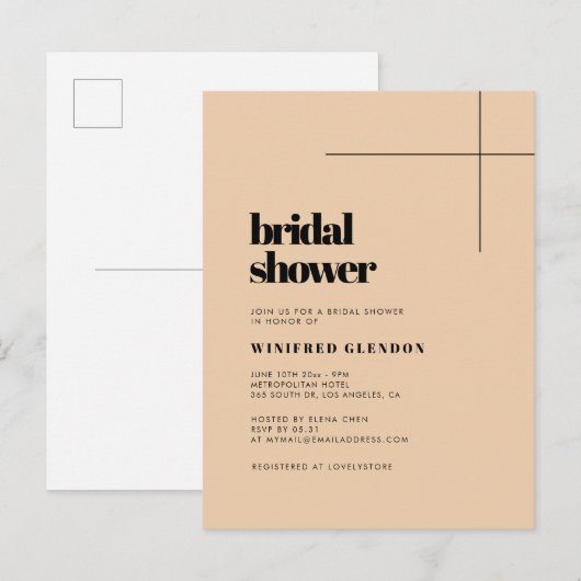 Eenvoudige elegante & chique bruids douche uitnodi briefkaart (Voorkant / Achterkant)