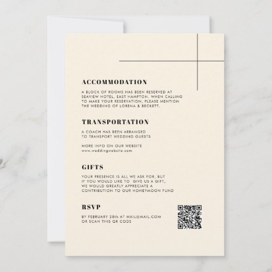 Eenvoudige elegante & chique bruiloft Alles in één Kaart (Achterkant)