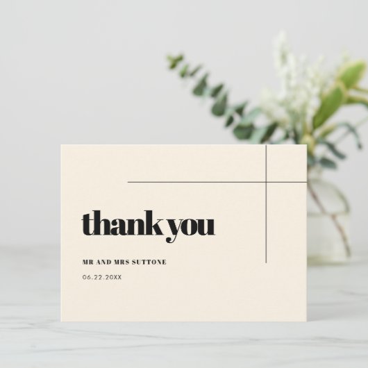 Eenvoudige elegante & chique bruiloft dank u kaart (Staand voorkant)