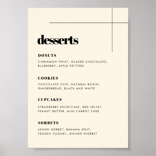 Eenvoudige elegante & chique bruiloft Dessert Bar  Poster (Voorkant)