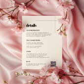 Eenvoudige elegante & chique bruiloft details QR c Informatiekaartje