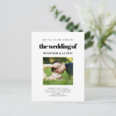 Eenvoudige elegante & chique bruiloft foto uitnodi briefkaart (Staand voorkant)