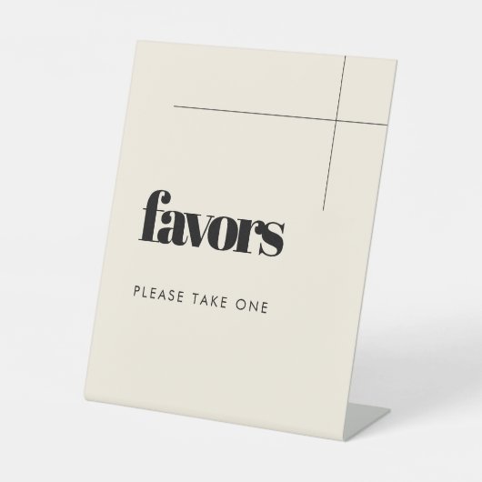 Eenvoudige elegante & chique bruiloft gunsten reclamebord met voetstuk (Voorkant)