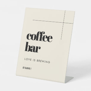 Eenvoudige elegante & chique bruiloft Koffie Bar Reclamebord Met Voetstuk