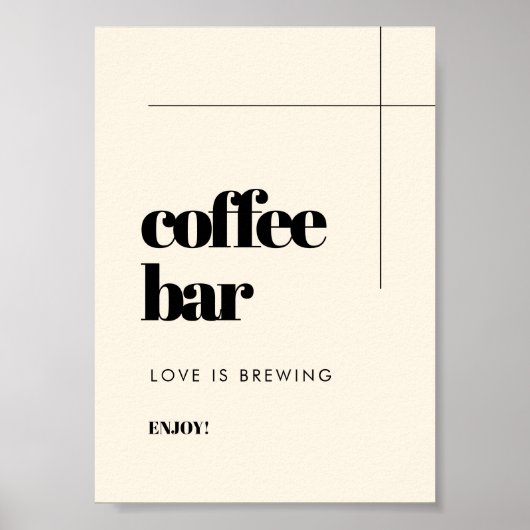 Eenvoudige elegante & chique bruiloft Koffie Bar t Poster (Voorkant)