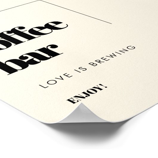 Eenvoudige elegante & chique bruiloft Koffie Bar t Poster (Hoek)