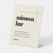 Eenvoudige elegante & chique bruiloft Mimosa bar Reclamebord Met Voetstuk (Voorkant)