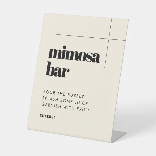 Eenvoudige elegante & chique bruiloft Mimosa bar Reclamebord Met Voetstuk (Voorkant)