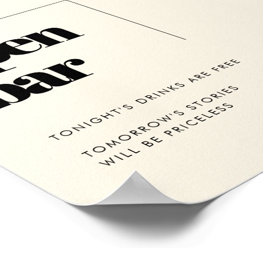 Eenvoudige elegante & chique bruiloft Open Bar tek Poster (Hoek)