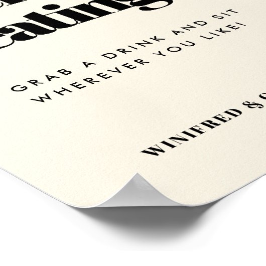 Eenvoudige elegante & chique bruiloft Open Zitplaa Poster (Hoek)