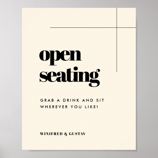 Eenvoudige elegante & chique bruiloft Open Zitplaa Poster (Voorkant)