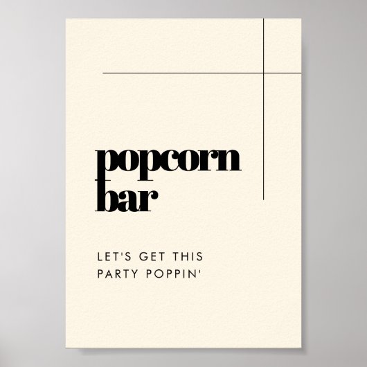 Eenvoudige elegante & chique bruiloft Popcorn bar  Poster (Voorkant)