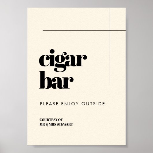 Eenvoudige elegante & chique bruiloft sigaar Bar t Poster (Voorkant)