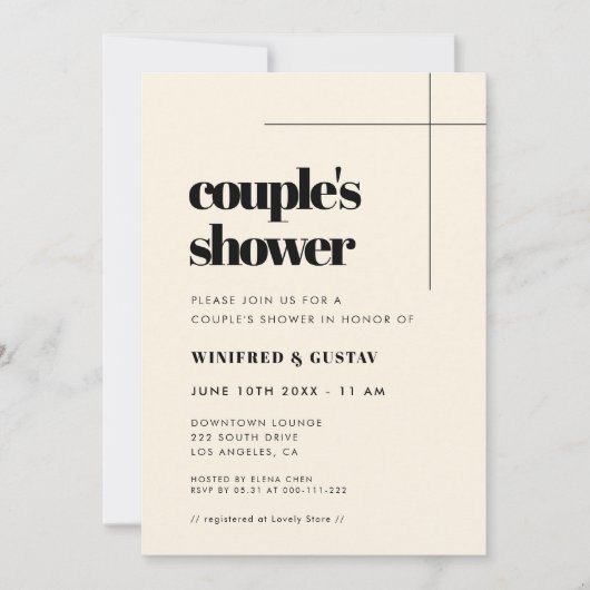 Eenvoudige elegante & chique Couple's Shower Kaart (Voorkant)
