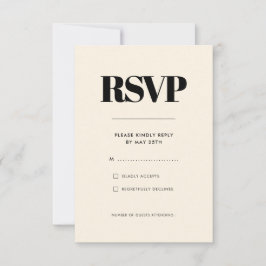 Eenvoudige elegante & chique Cream bruiloft RSVP Kaartje