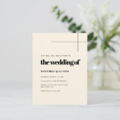 Eenvoudige elegante & chique Cream bruiloft uitnod Briefkaart (Staand voorkant)