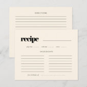 Eenvoudige elegante & chique Cream recept kaart (Voorkant / Achterkant)
