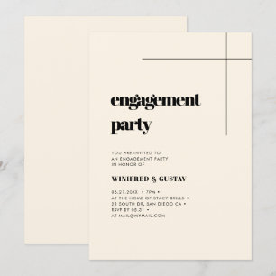 Eenvoudige elegante & chique Cream verlovingsfeest Kaart