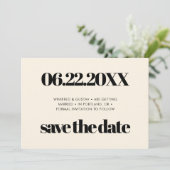 Eenvoudige elegante & chique crème Bewaar de datum Save The Date (Staand voorkant)