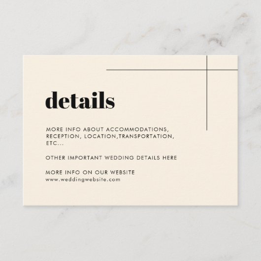 Eenvoudige elegante & chique detailskaart informatiekaartje (Voorkant)