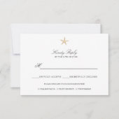 Eenvoudige Elegante Chique Gouden Folie Starfish m RSVP Kaartje (Voorkant)