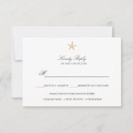 Eenvoudige Elegante Chique Gouden Folie Starfish m RSVP Kaartje