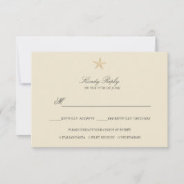 Eenvoudige Elegante Chique Gouden Folie Starfish m RSVP Kaartje